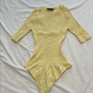 Vici Yellow Ribbed Bodysuit